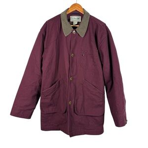 Vintage L.L. BEAN Thinsulate Plaid Lined Canvas Chore Jacket Hunting Barn Mens L